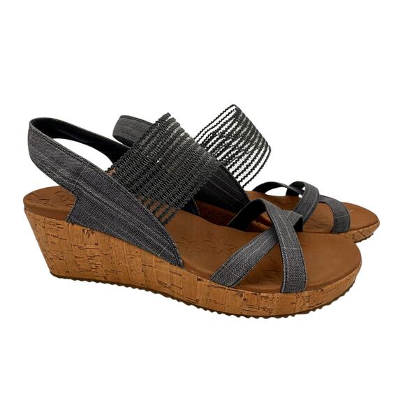 Skechers Beverlee High Tea Women's Wedge Sandals Size 9.5 - Picture 1 of 9